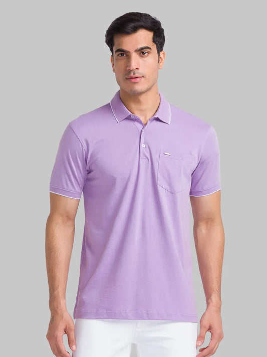 Park Avenue Men Grey Two Tone Slim Fit Cotton T-Shirt