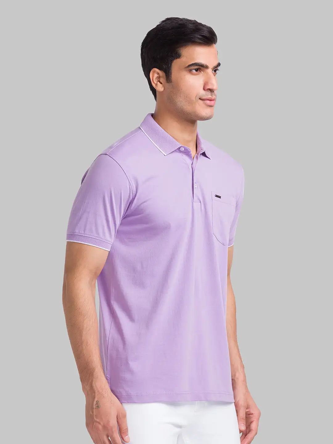 Park Avenue Men Grey Two Tone Slim Fit Cotton T-Shirt