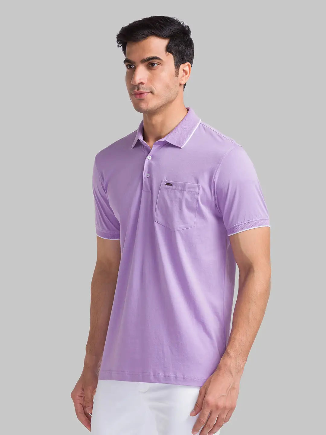 Park Avenue Men Grey Two Tone Slim Fit Cotton T-Shirt