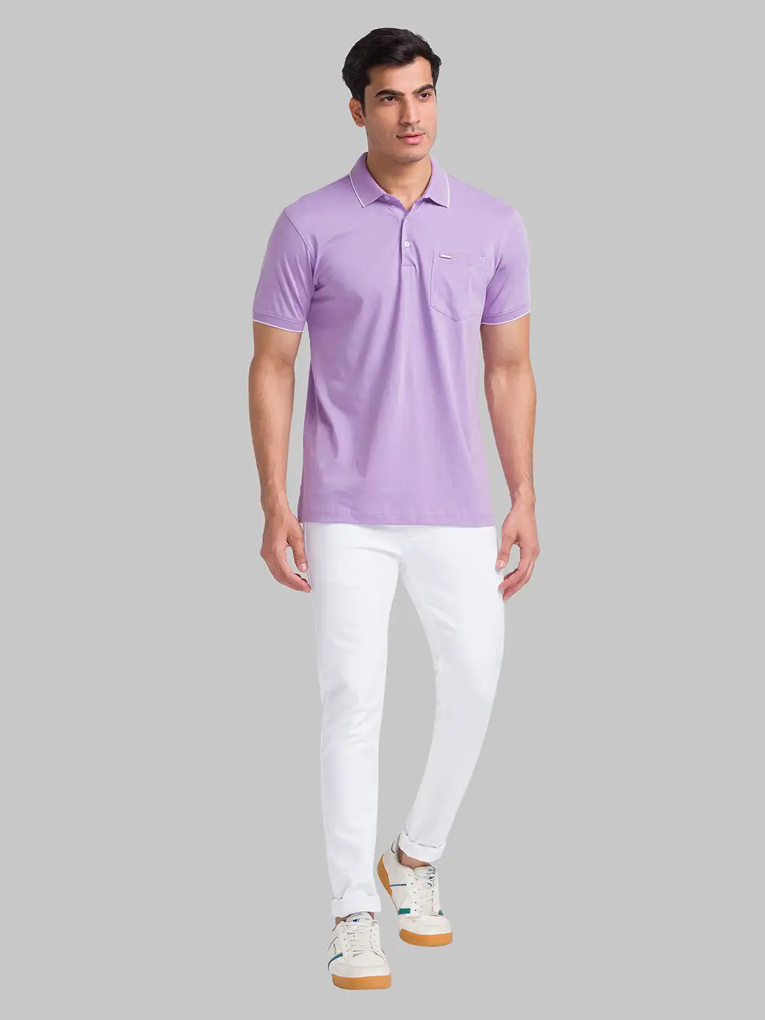 Park Avenue Men Grey Two Tone Slim Fit Cotton T-Shirt