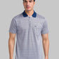 Park Avenue Men Blue Structure Jacquard Slim Fit Cotton Blend T-Shirt