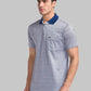 Park Avenue Men Blue Structure Jacquard Slim Fit Cotton Blend T-Shirt