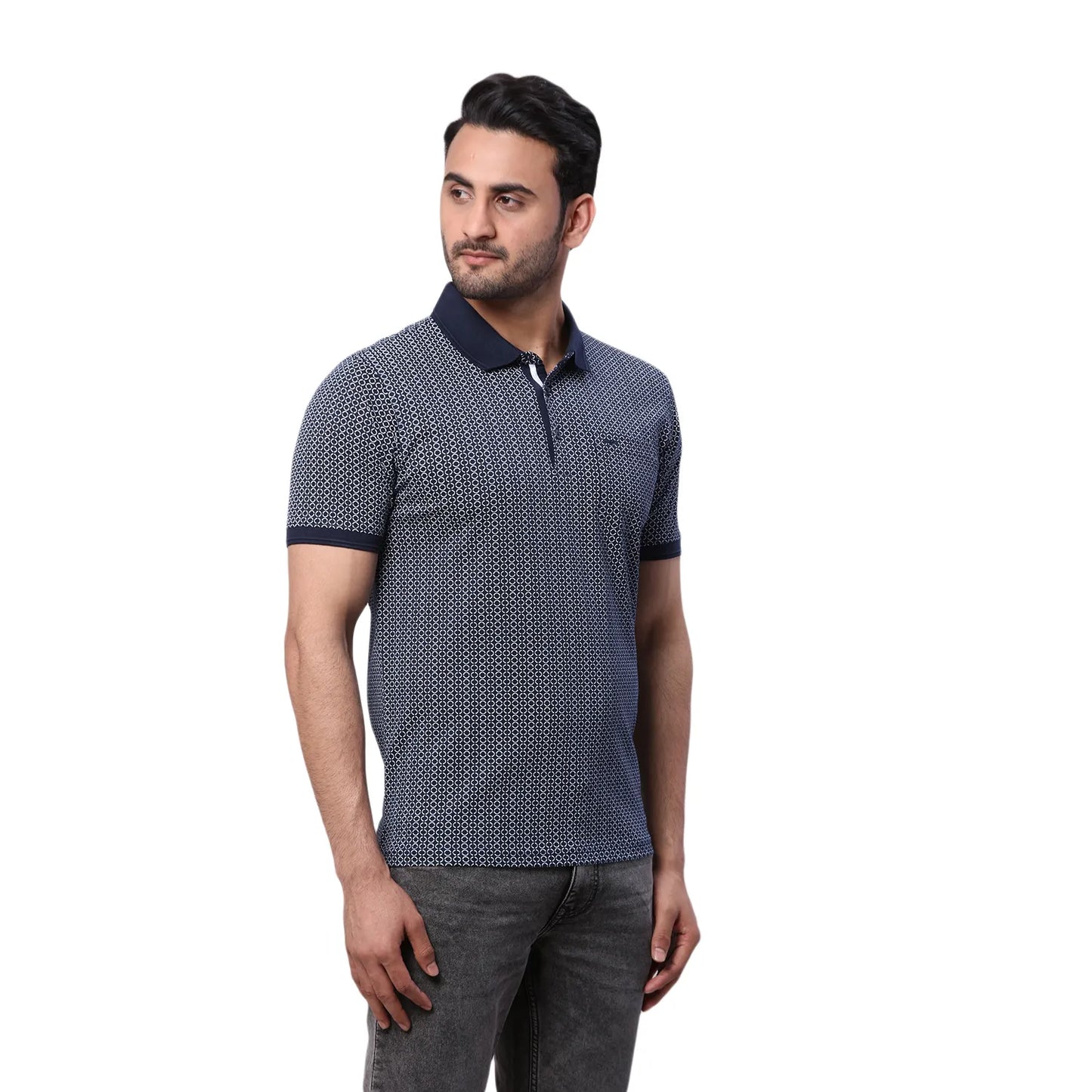 Park Avenue Men White Print Slim Fit Cotton Round Neck T-Shirt