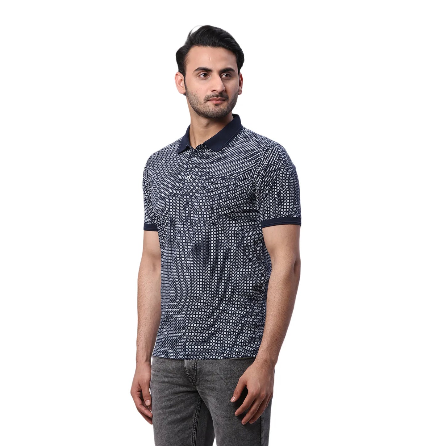 Park Avenue Men White Print Slim Fit Cotton Round Neck T-Shirt