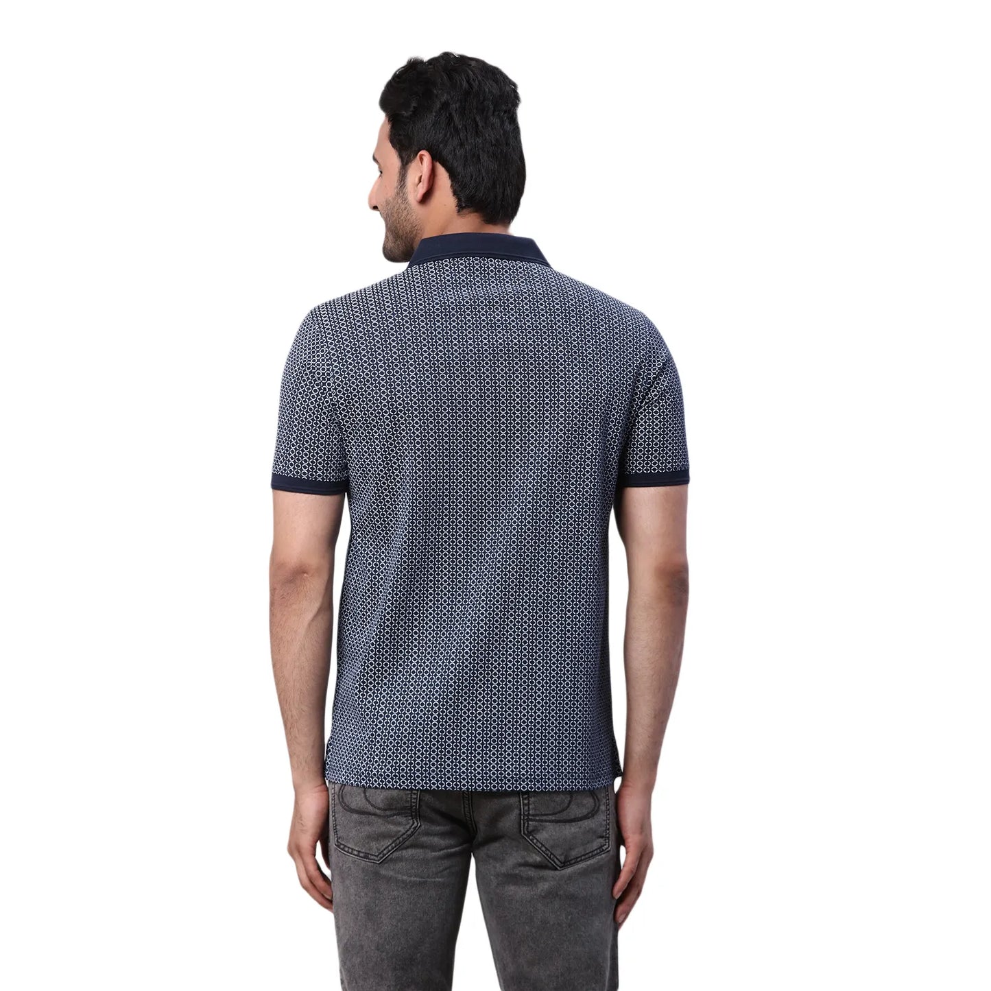 Park Avenue Men White Print Slim Fit Cotton Round Neck T-Shirt