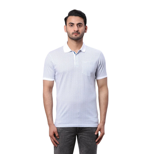 Park Avenue Men Blue Print Slim Fit Cotton Round Neck T-Shirt
