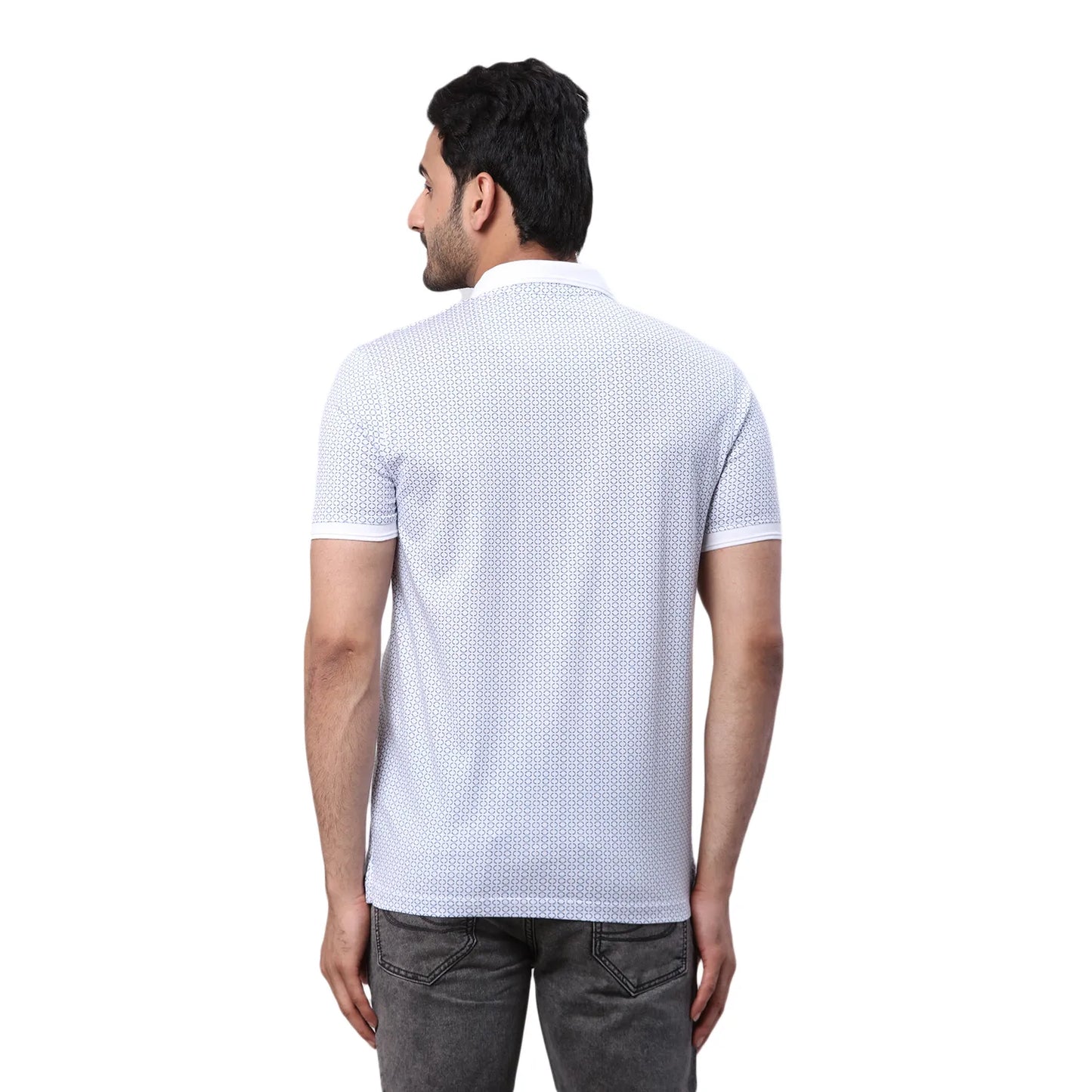 Park Avenue Men Blue Print Slim Fit Cotton Round Neck T-Shirt