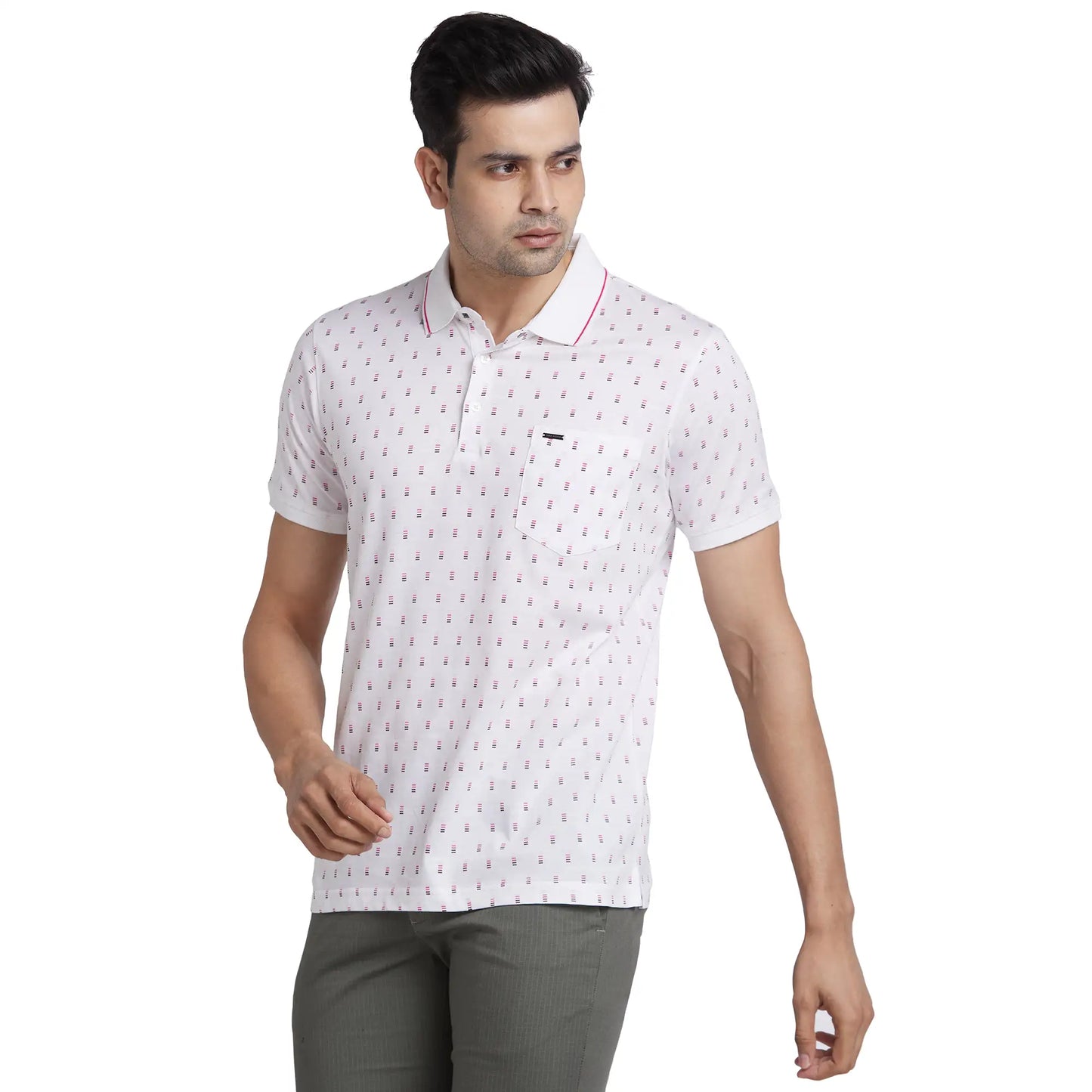 Park Avenue Men Blue Print Slim Fit Cotton Round Neck T-Shirt