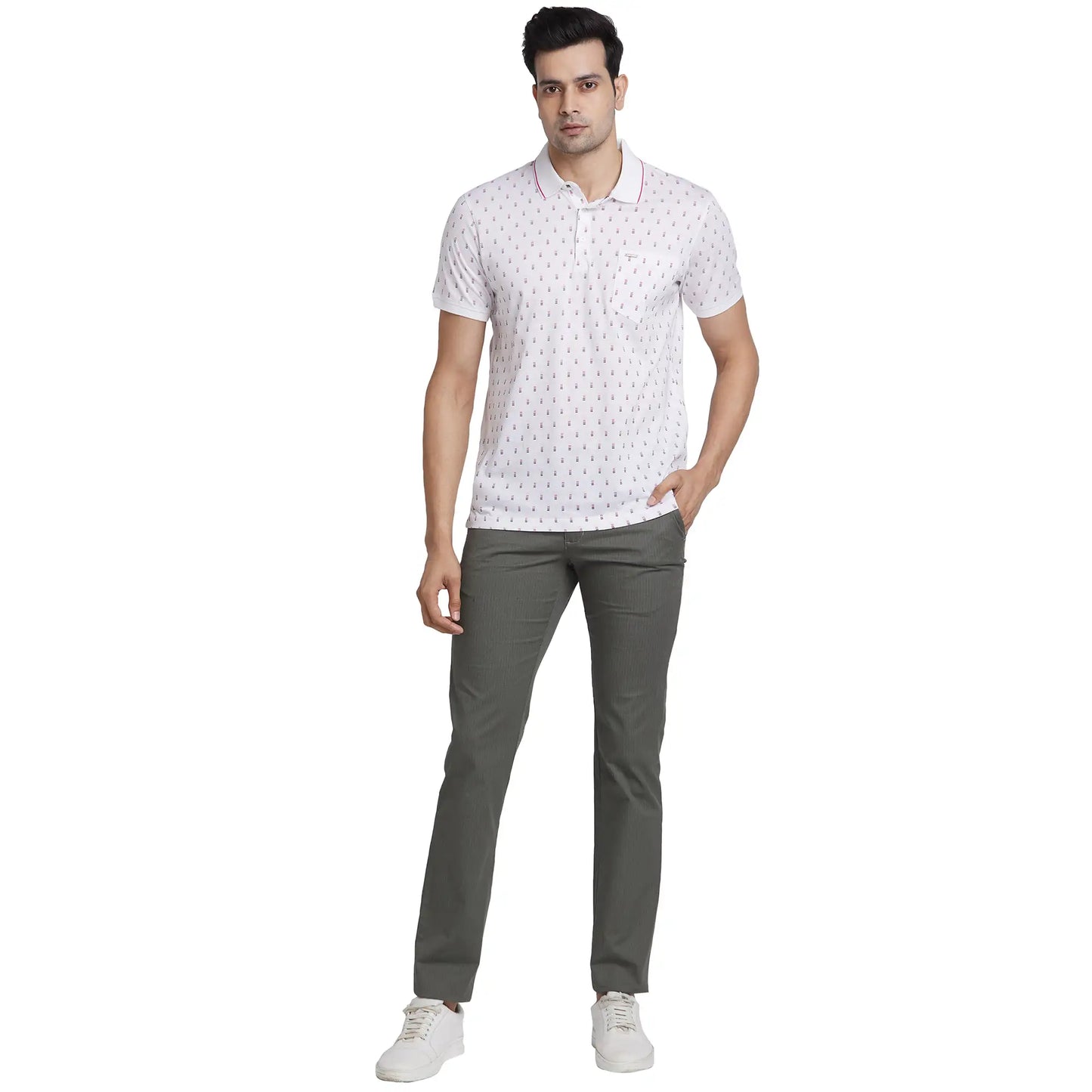 Park Avenue Men Blue Print Slim Fit Cotton Round Neck T-Shirt