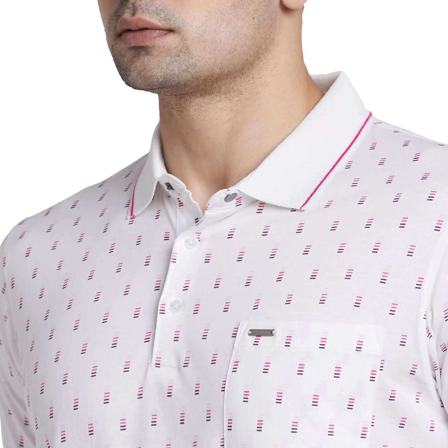 Park Avenue Men Blue Print Slim Fit Cotton Round Neck T-Shirt