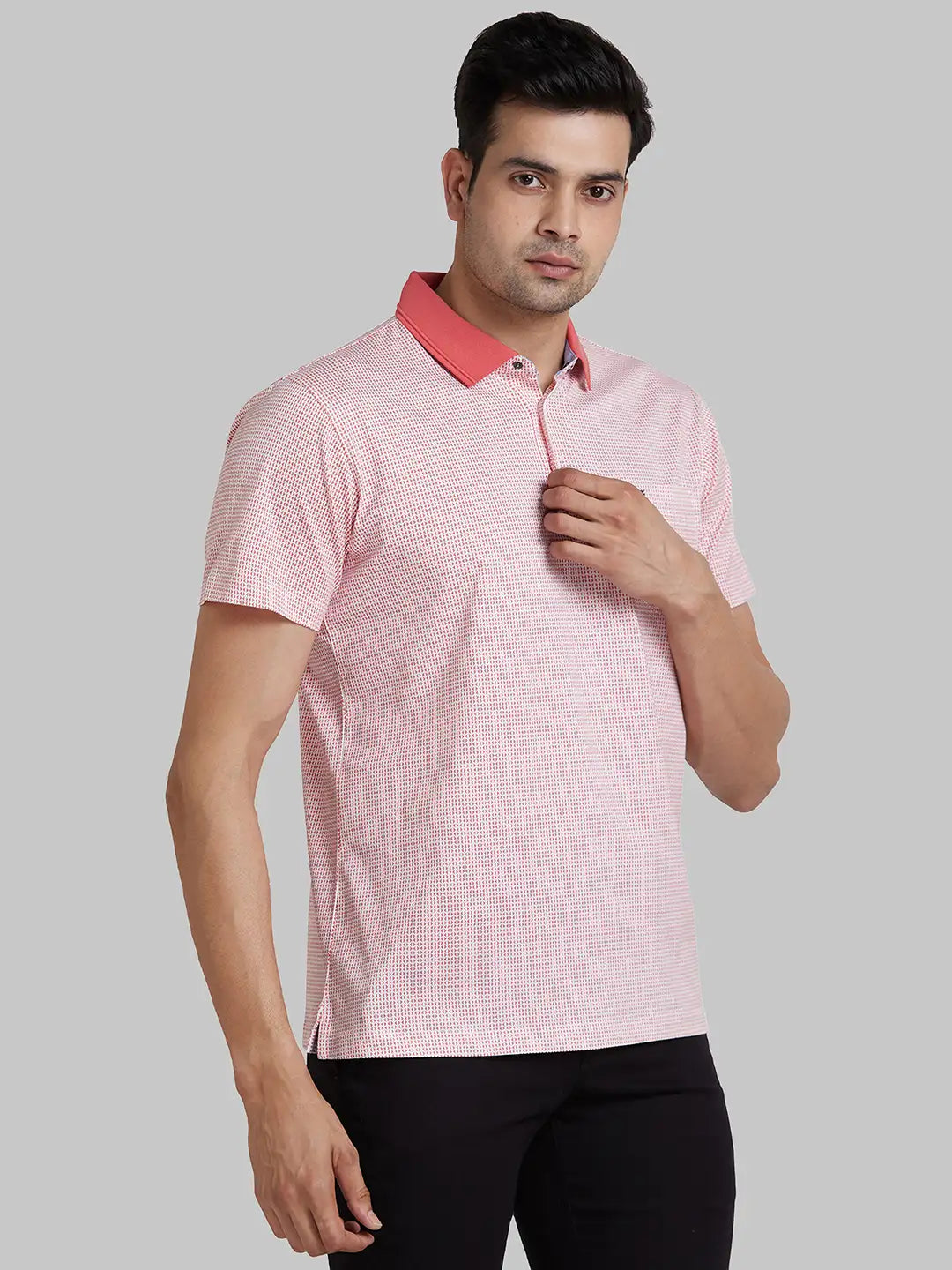 Park Avenue Men Blue Print Slim Fit Cotton Round Neck T-Shirt