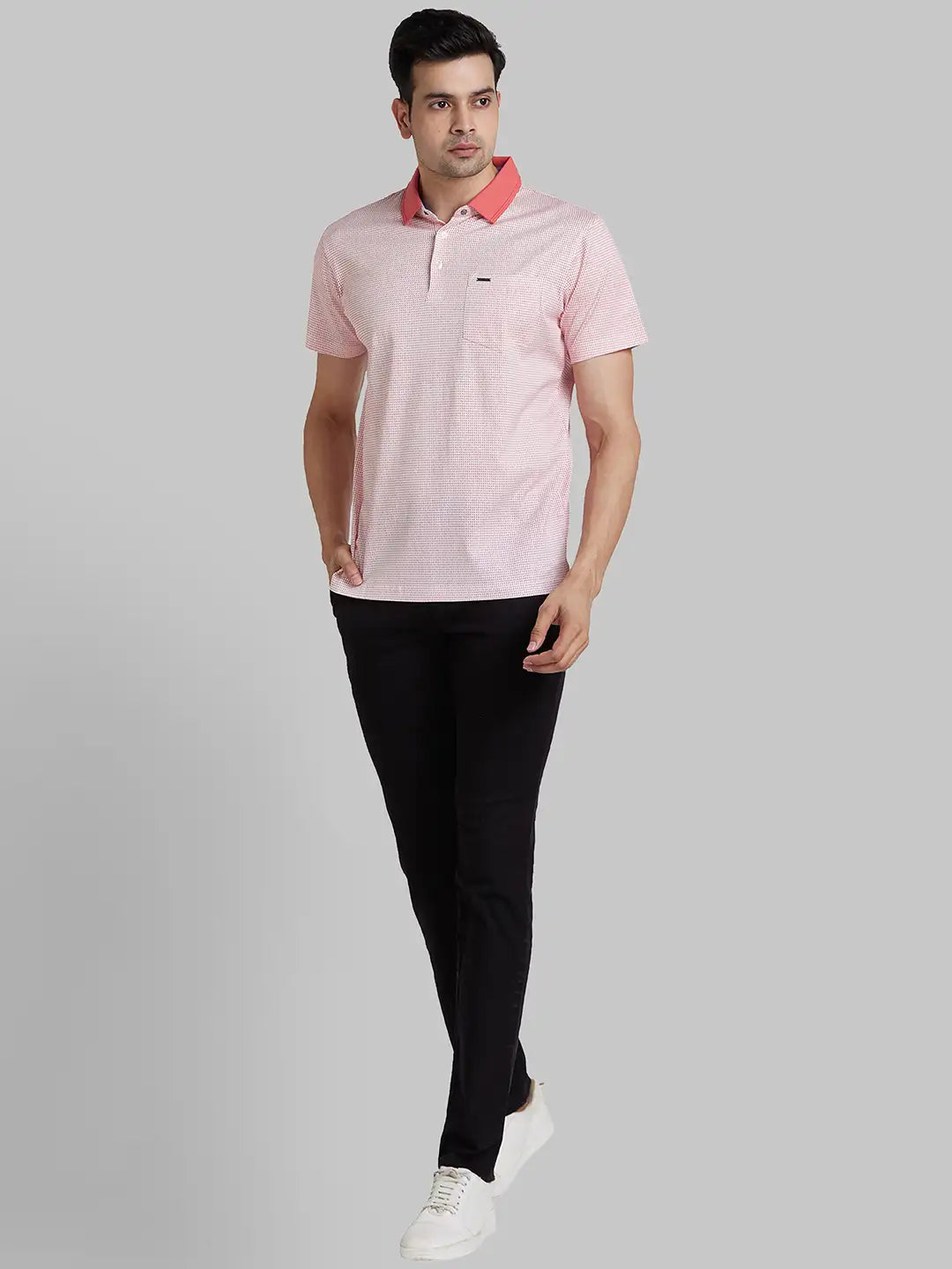Park Avenue Men Blue Print Slim Fit Cotton Round Neck T-Shirt