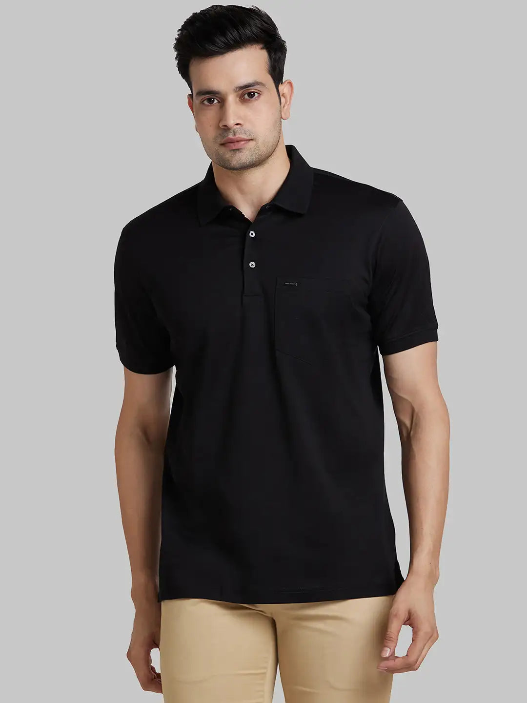 Park Avenue Men Blue Solid Slim Fit Cotton Round Neck T-Shirt