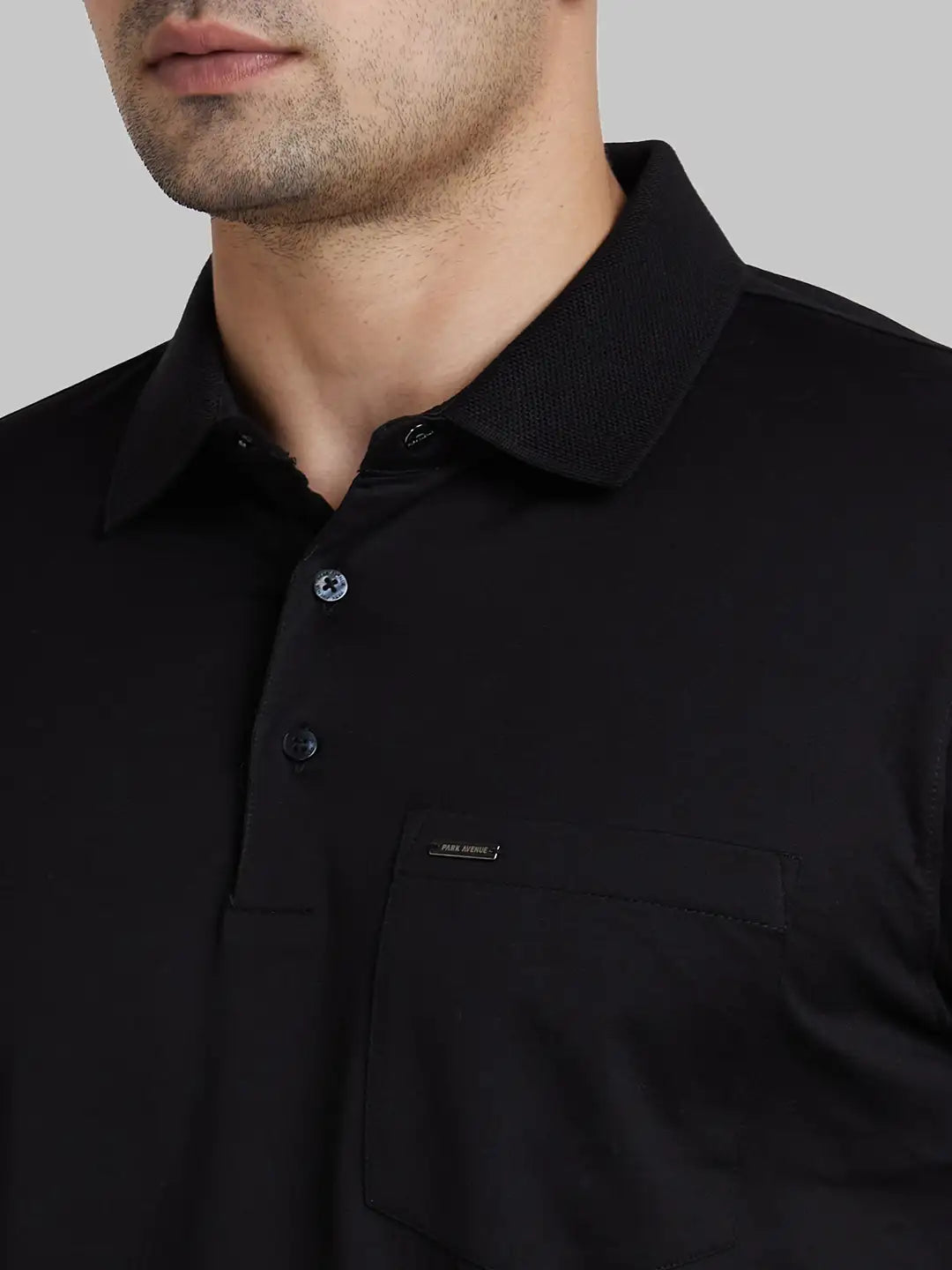 Park Avenue Men Blue Solid Slim Fit Cotton Round Neck T-Shirt