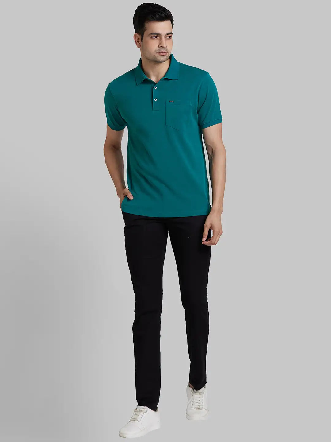 Park Avenue Men White Solid Slim Fit Cotton Round Neck T-Shirt