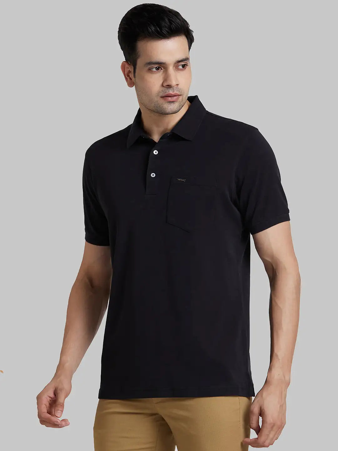 Park Avenue Men Yellow Solid Slim Fit Cotton Round Neck T-Shirt