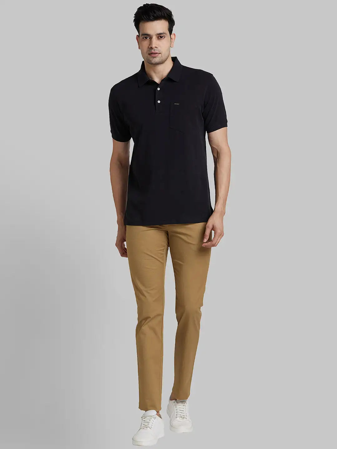Park Avenue Men Yellow Solid Slim Fit Cotton Round Neck T-Shirt
