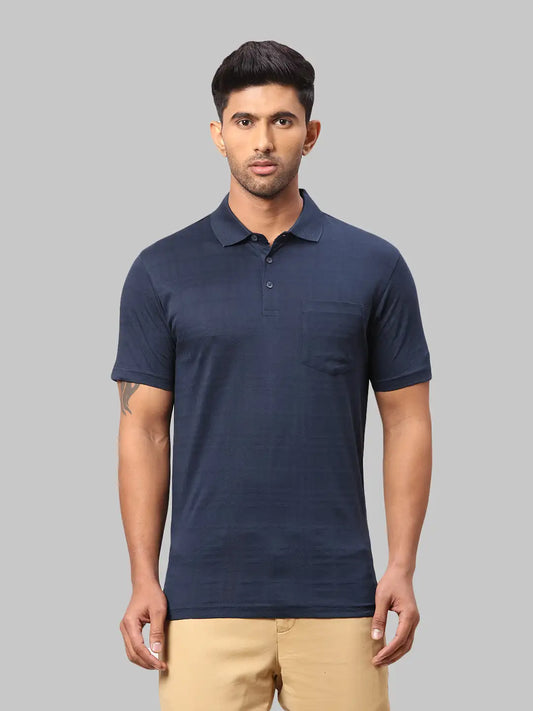 Men Slim Fit Medium Blue Polo