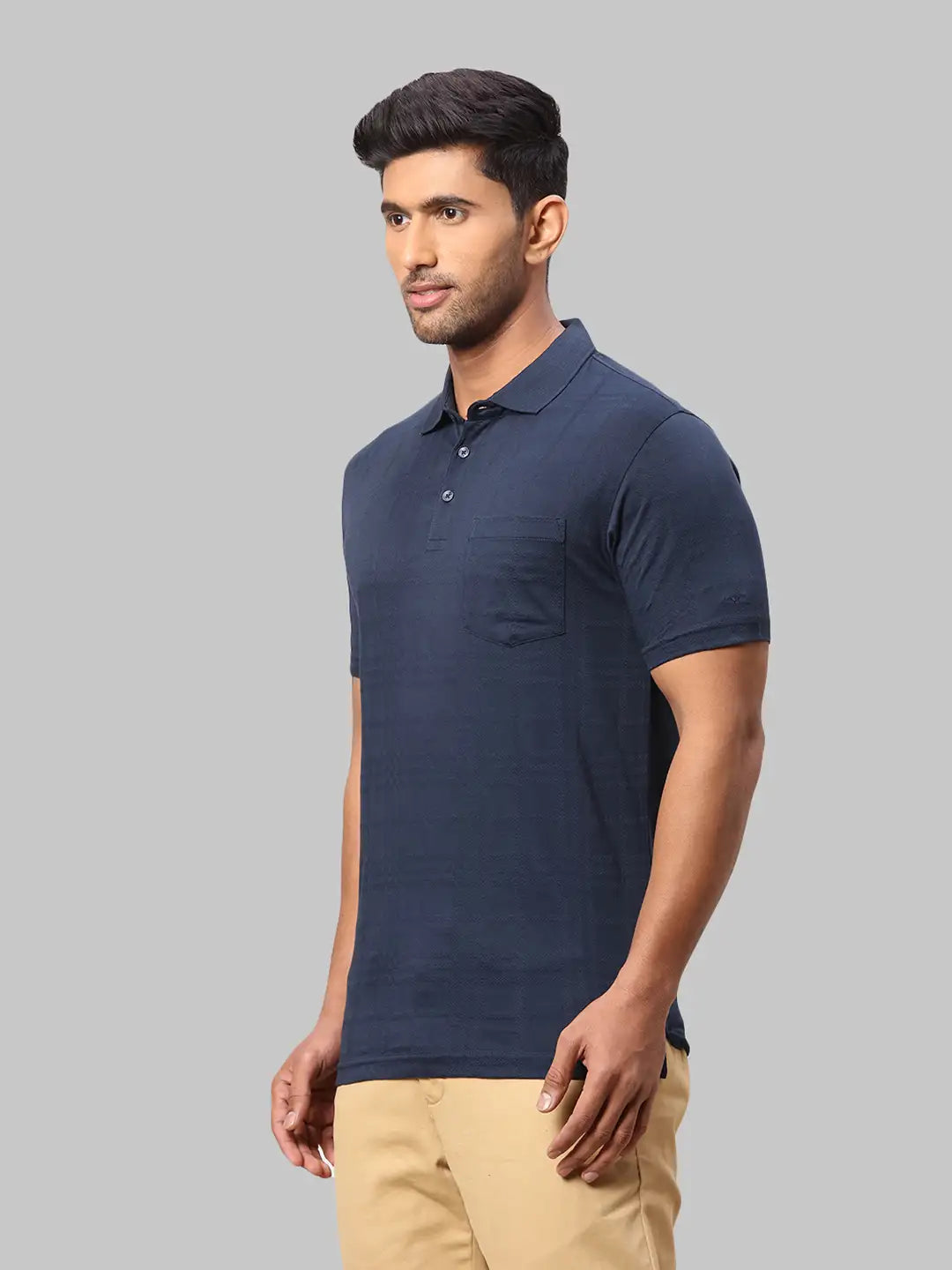 Men Slim Fit Medium Blue Polo