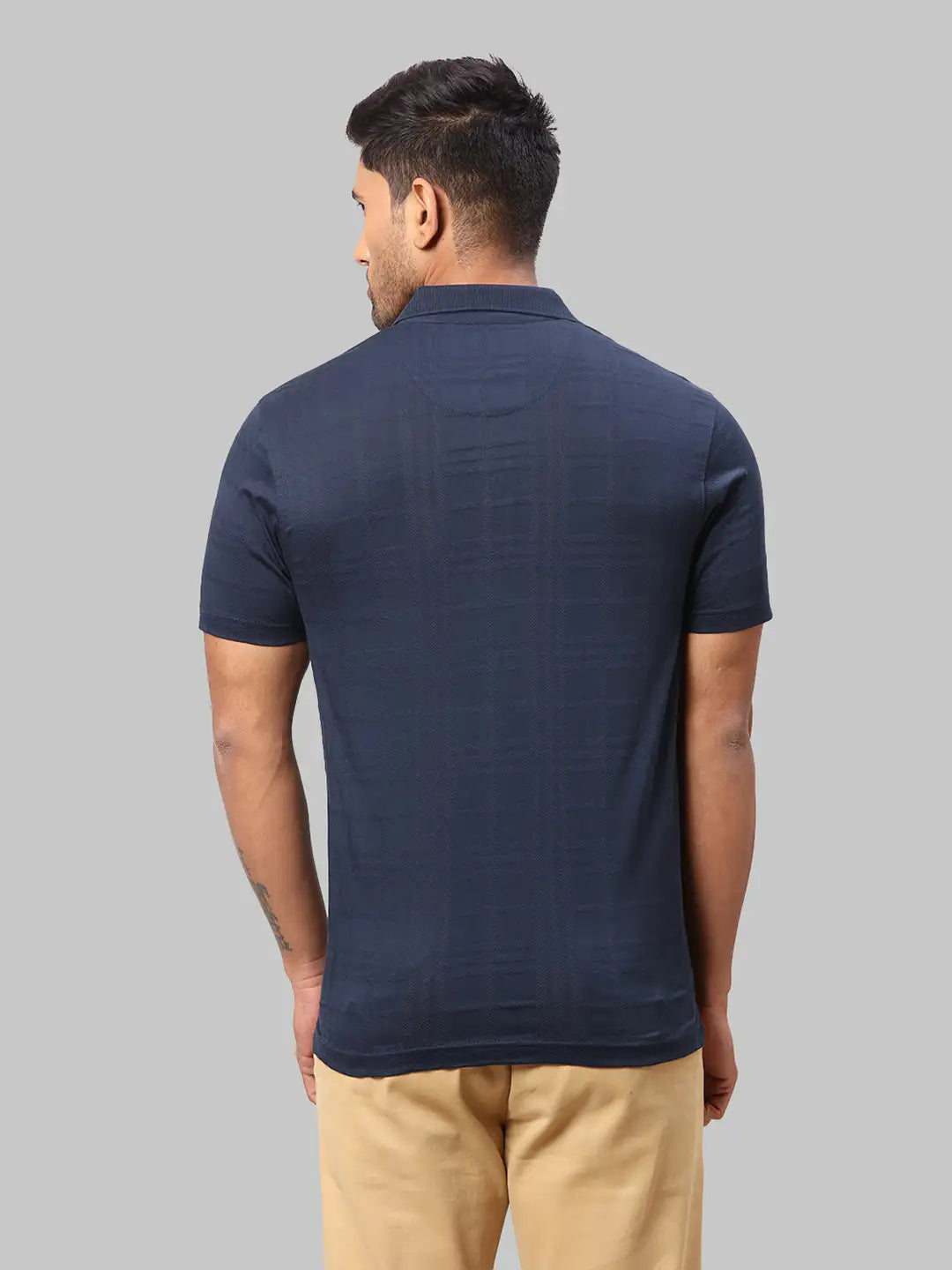 Men Slim Fit Medium Blue Polo