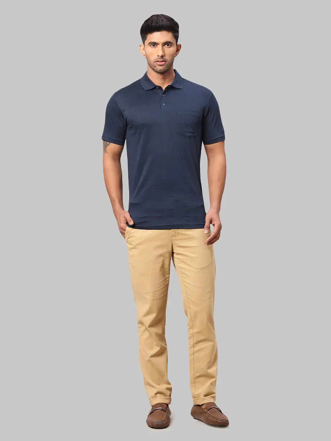 Men Slim Fit Medium Blue Polo