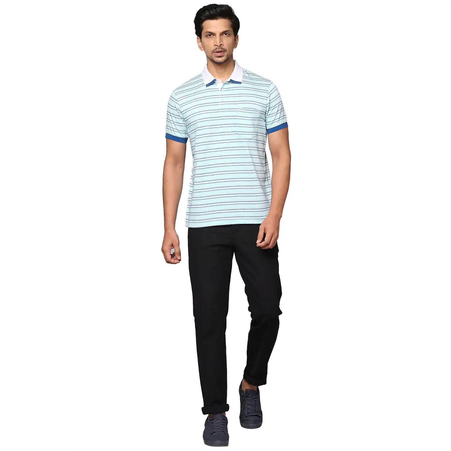 Men Slim Fit Medium Grey Polo