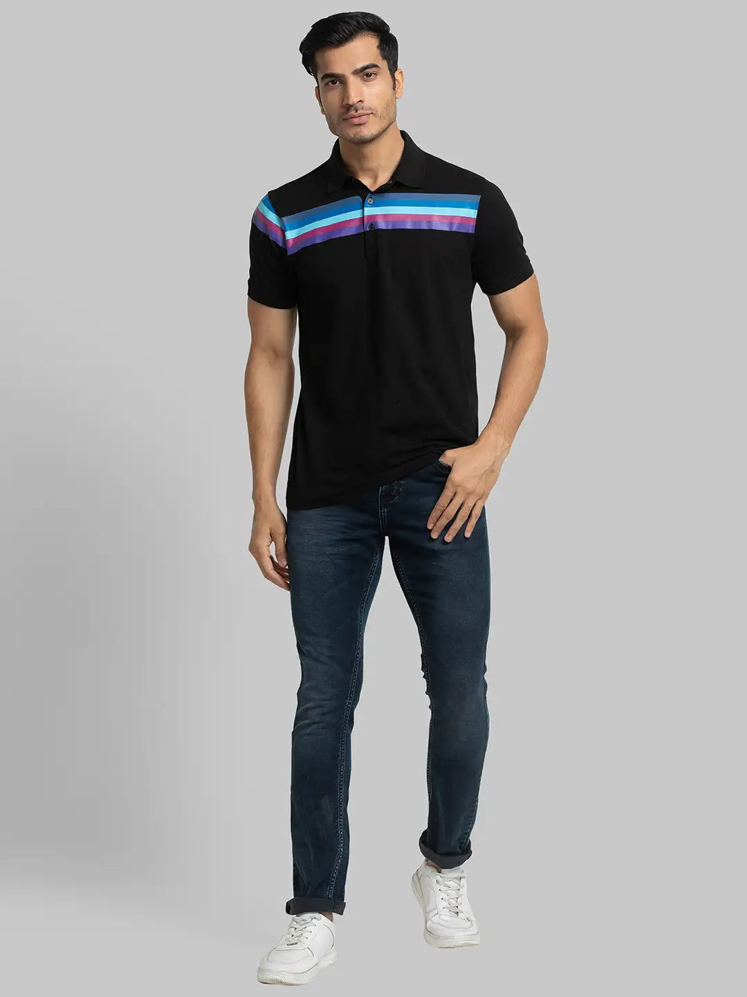 Men Slim Fit White T-Shirt & Polo
