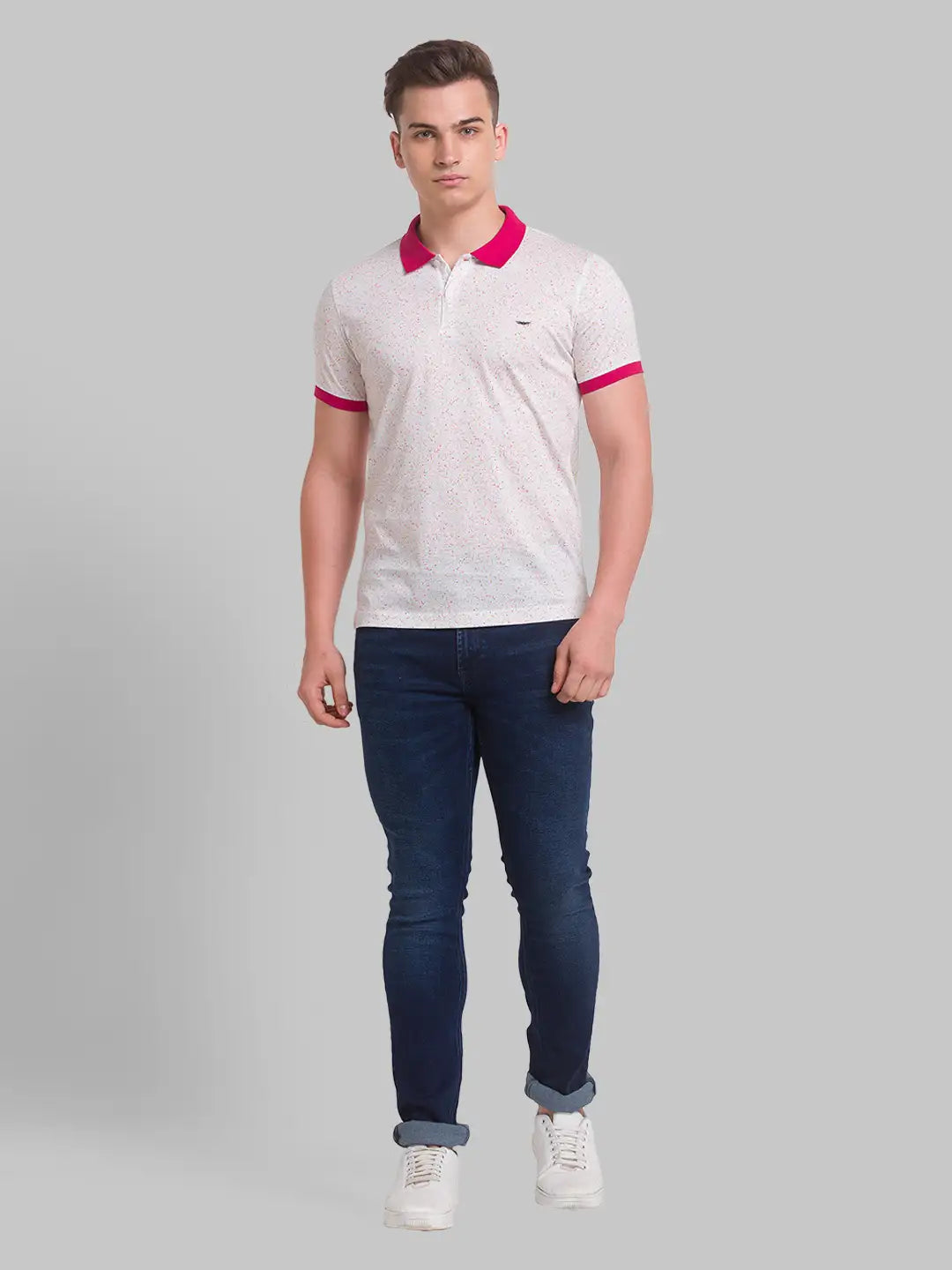 Men Slim Fit Blue T-Shirt & Polo