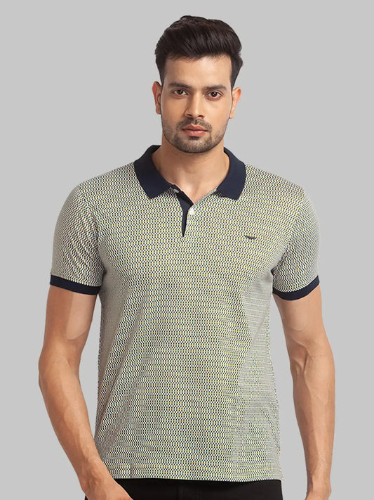 Men Slim Fit Blue T-Shirt & Polo