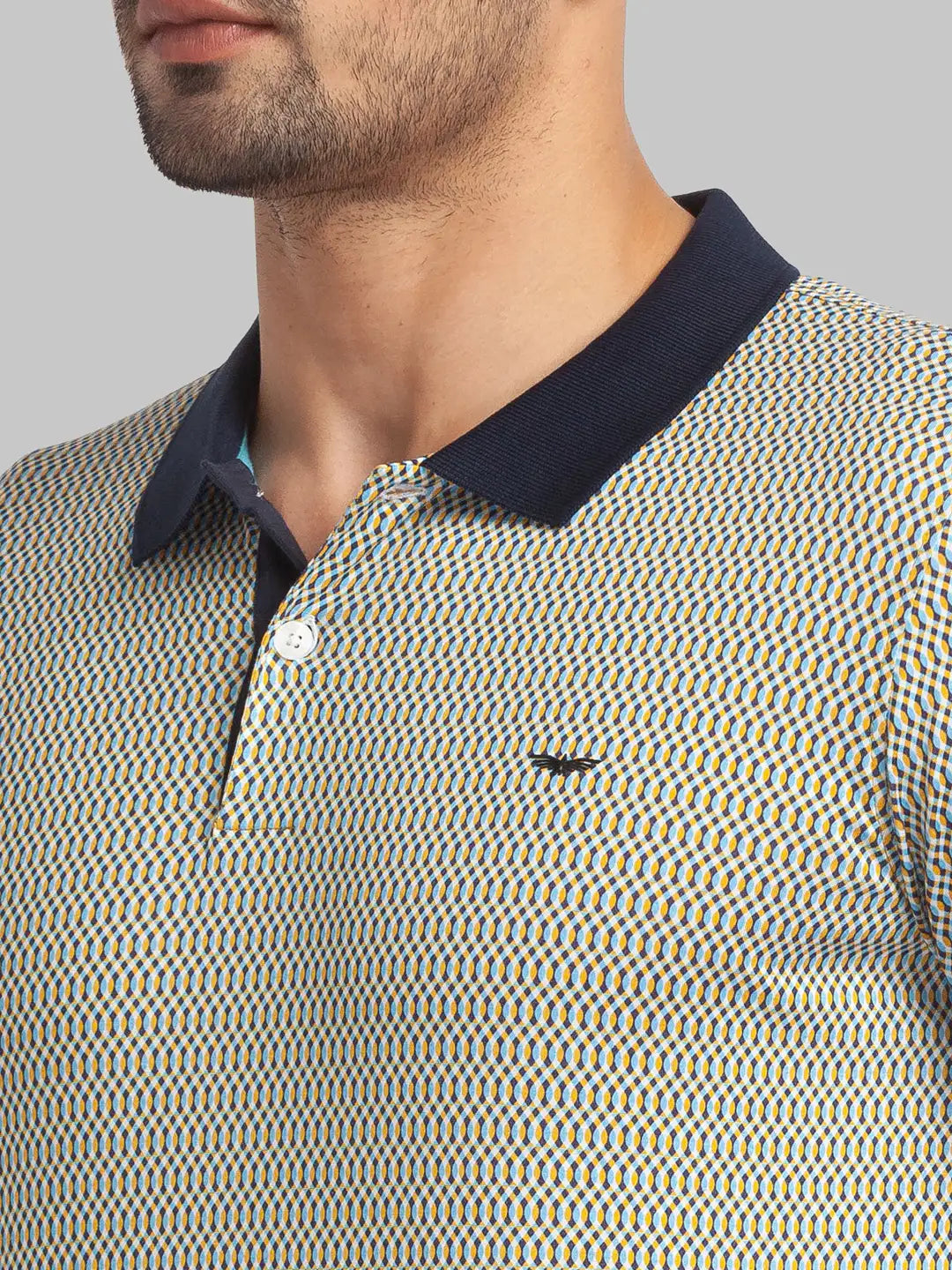 Men Slim Fit Blue T-Shirt & Polo