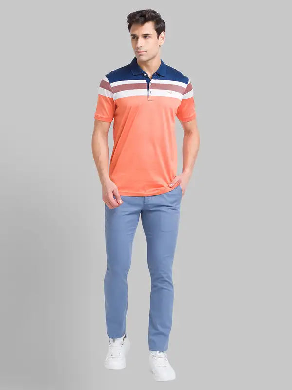 Men Slim Fit Blue T-Shirt