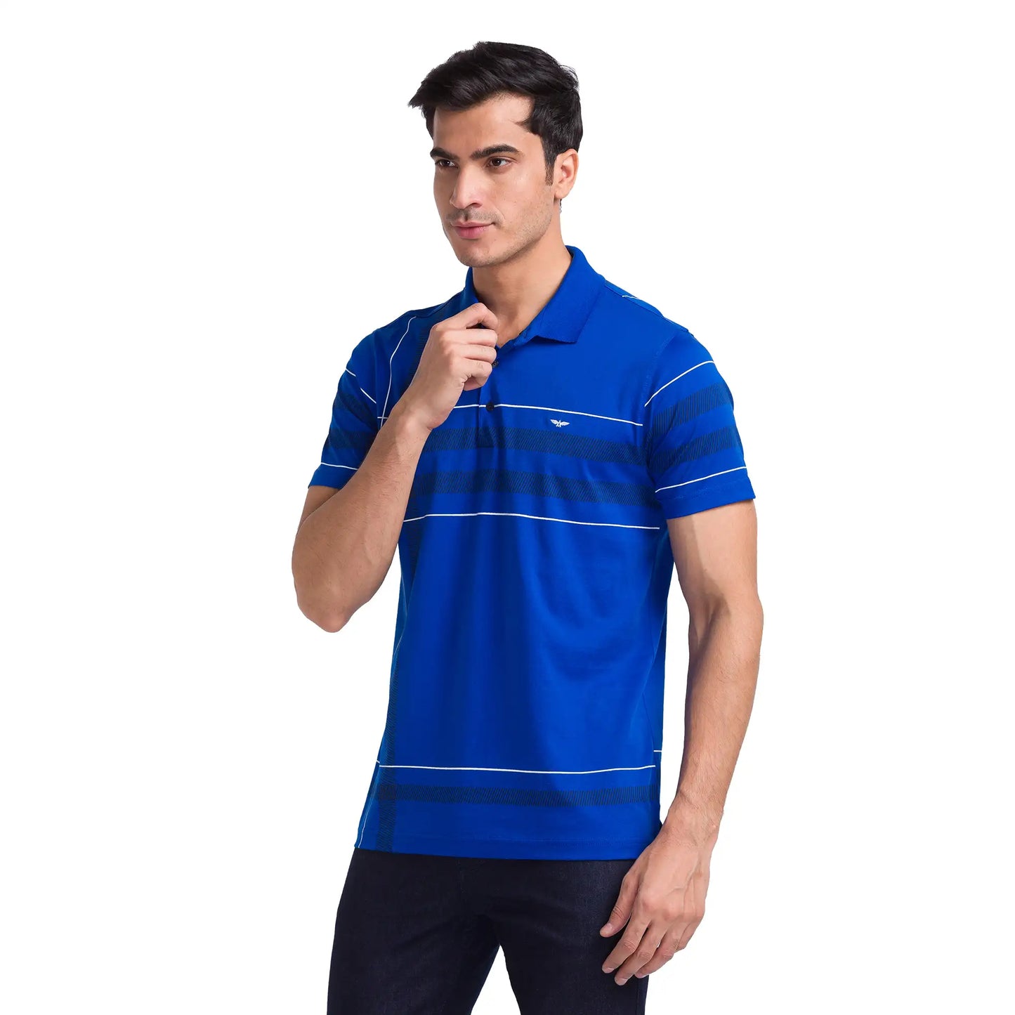 Men Slim Fit Light Blue Polo