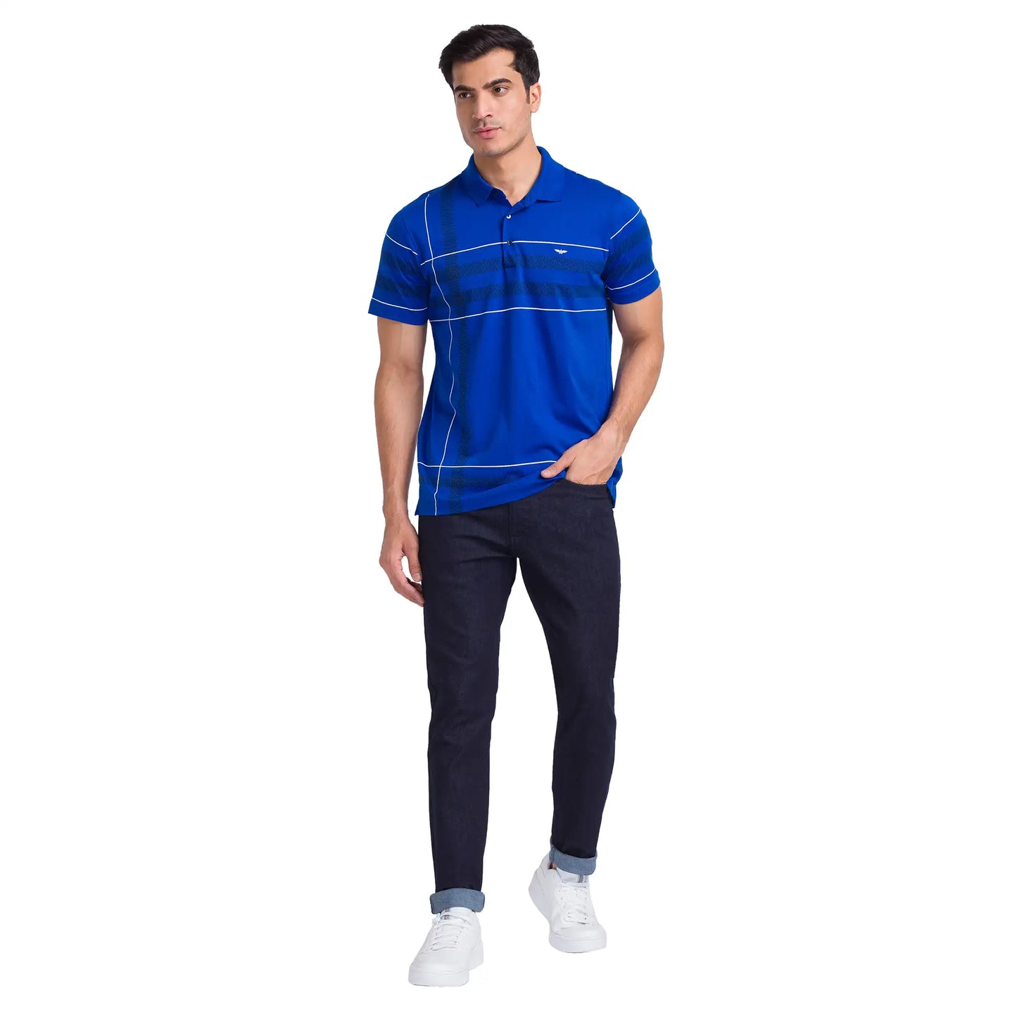 Men Slim Fit Light Blue Polo