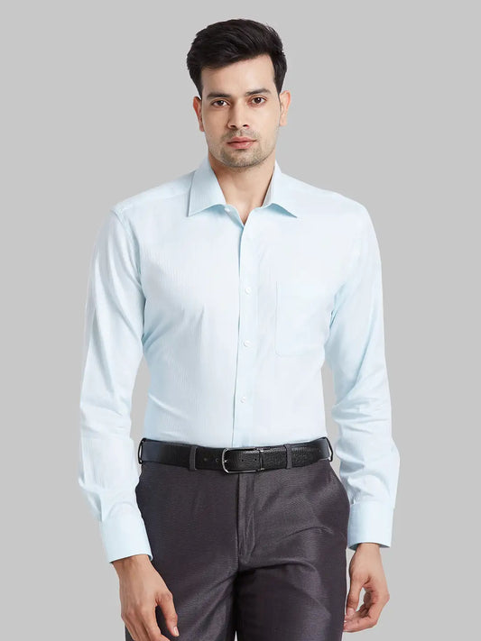 Men Blue Luxus Fit Structure Cotton Full Sleeve Shirts