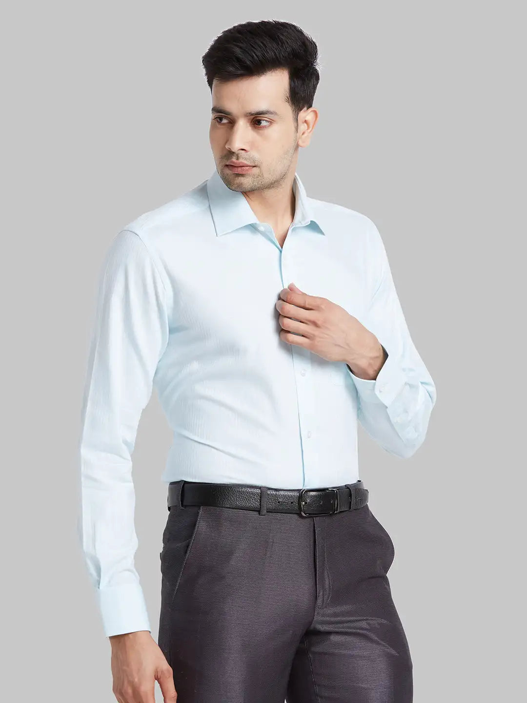 Men Blue Luxus Fit Structure Cotton Full Sleeve Shirts