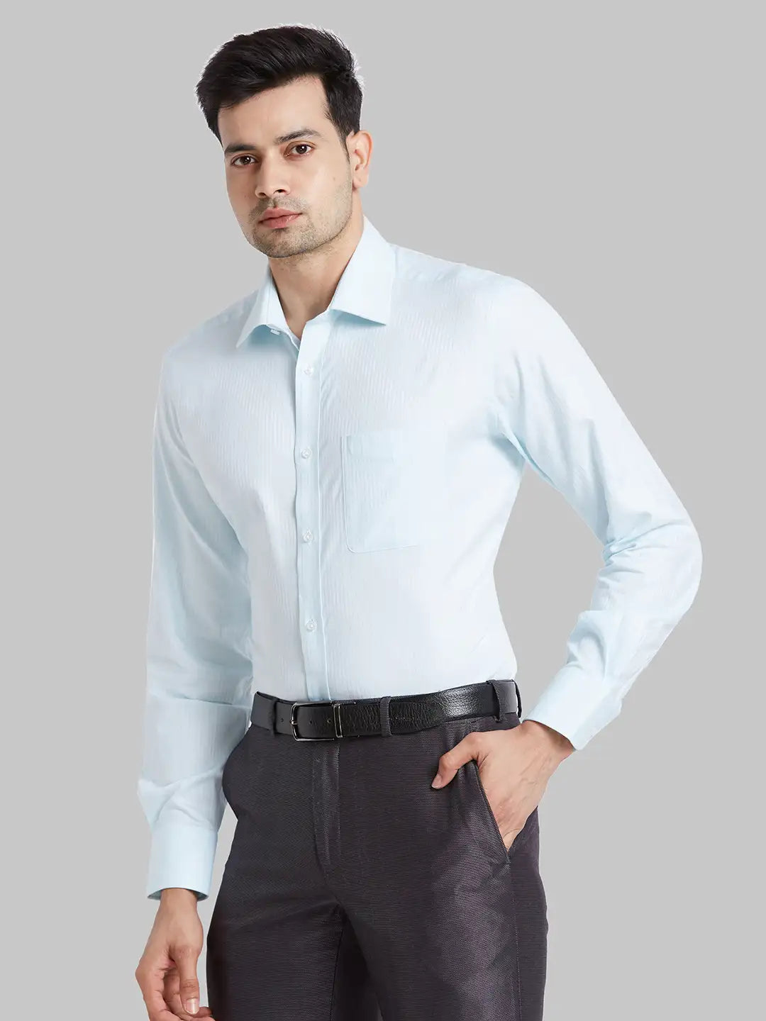 Men Blue Luxus Fit Structure Cotton Full Sleeve Shirts