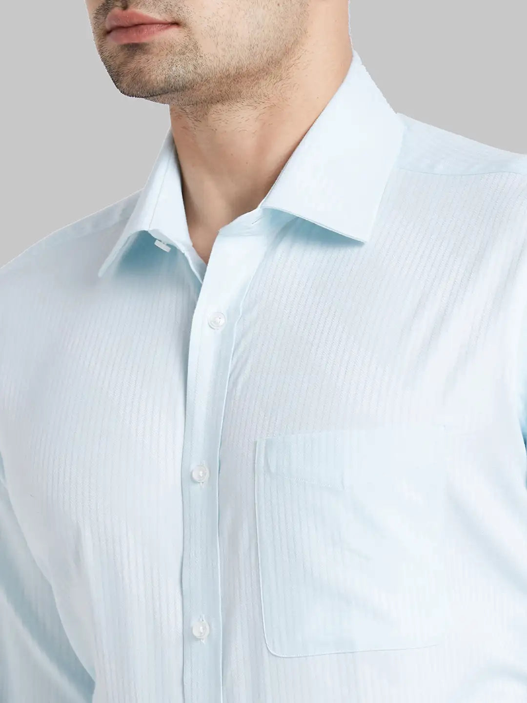 Men Blue Luxus Fit Structure Cotton Full Sleeve Shirts