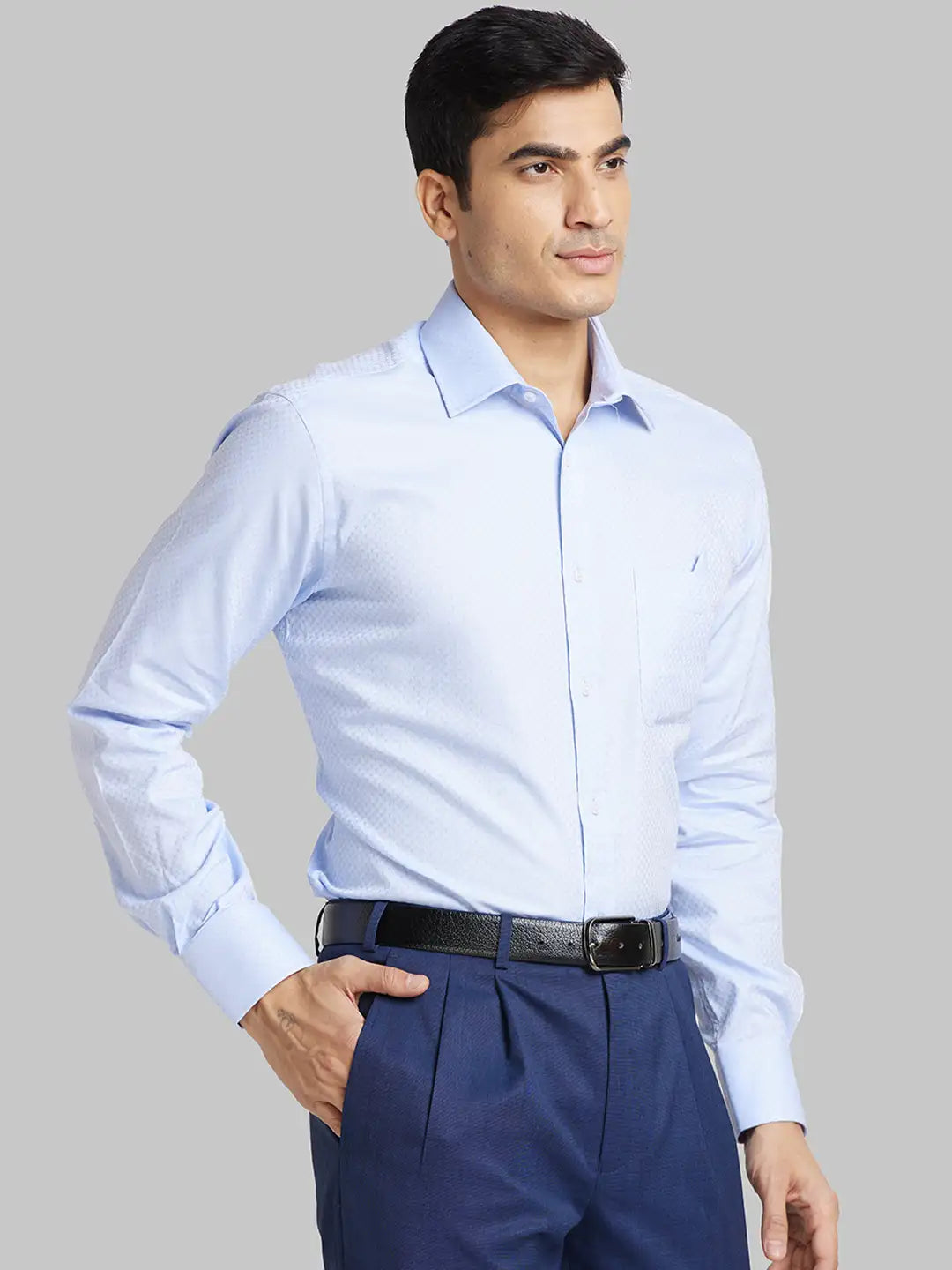 Men Violet Luxus Fit Structure  Cotton Full Sleeve Regular Collar Shirts
