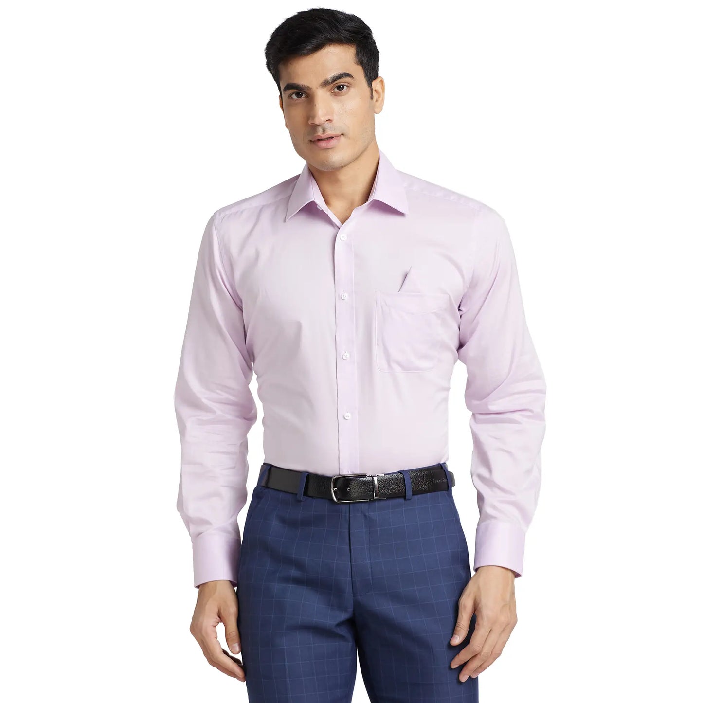Park Avenue Men Orange Solid Luxus Fit Cotton Full Sleeve Shirt
