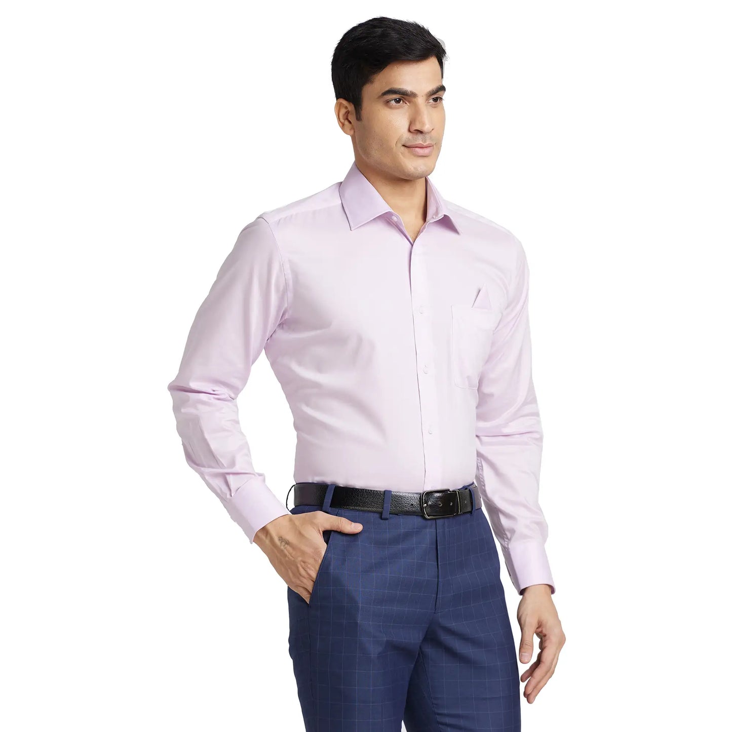 Park Avenue Men Orange Solid Luxus Fit Cotton Full Sleeve Shirt