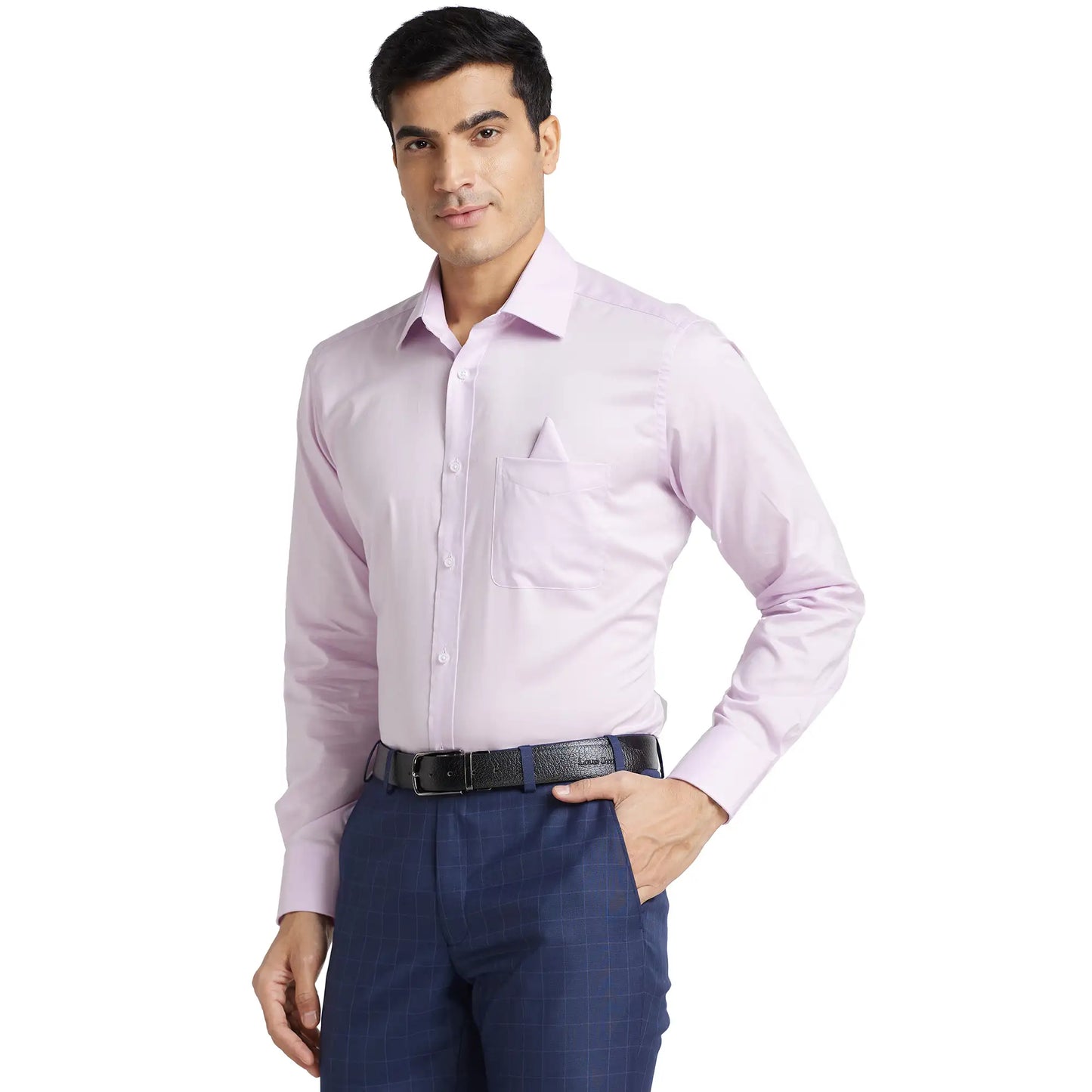 Park Avenue Men Orange Solid Luxus Fit Cotton Full Sleeve Shirt