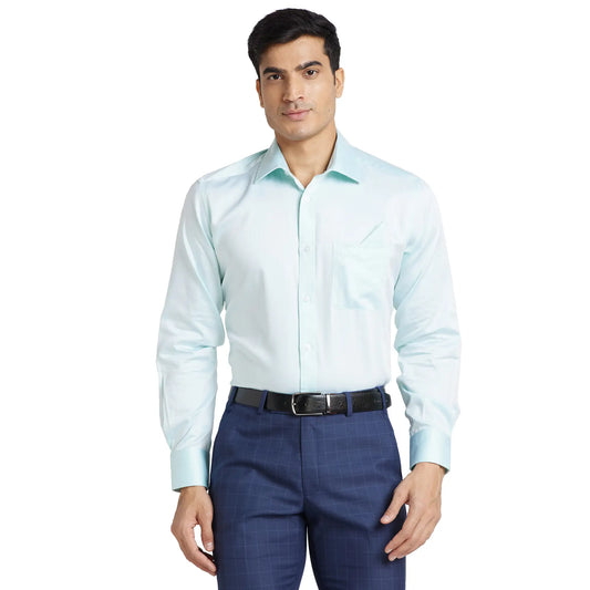Park Avenue Men Green Solid Regular Fit Cotton Full Sleeve Ainsley Collar Shirt