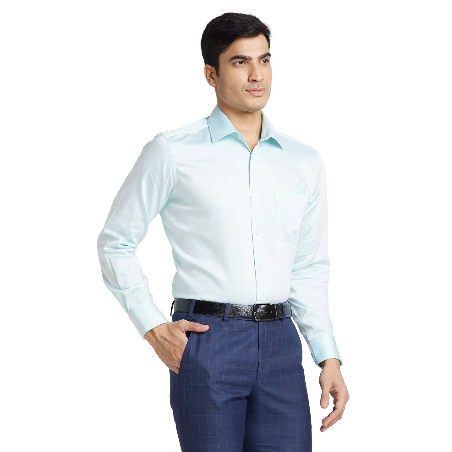 Park Avenue Men Green Solid Regular Fit Cotton Full Sleeve Ainsley Collar Shirt