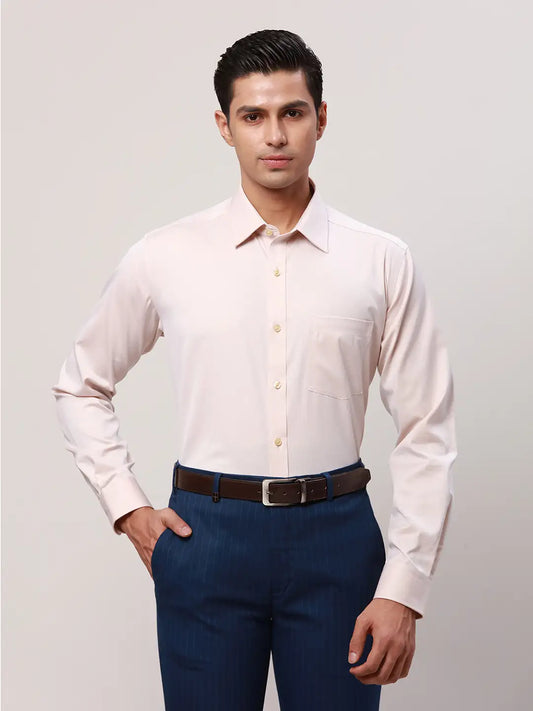 Park Avenue Men Grey Solid Regular Fit Cotton Full Sleeve Ainsley Collar Shirt