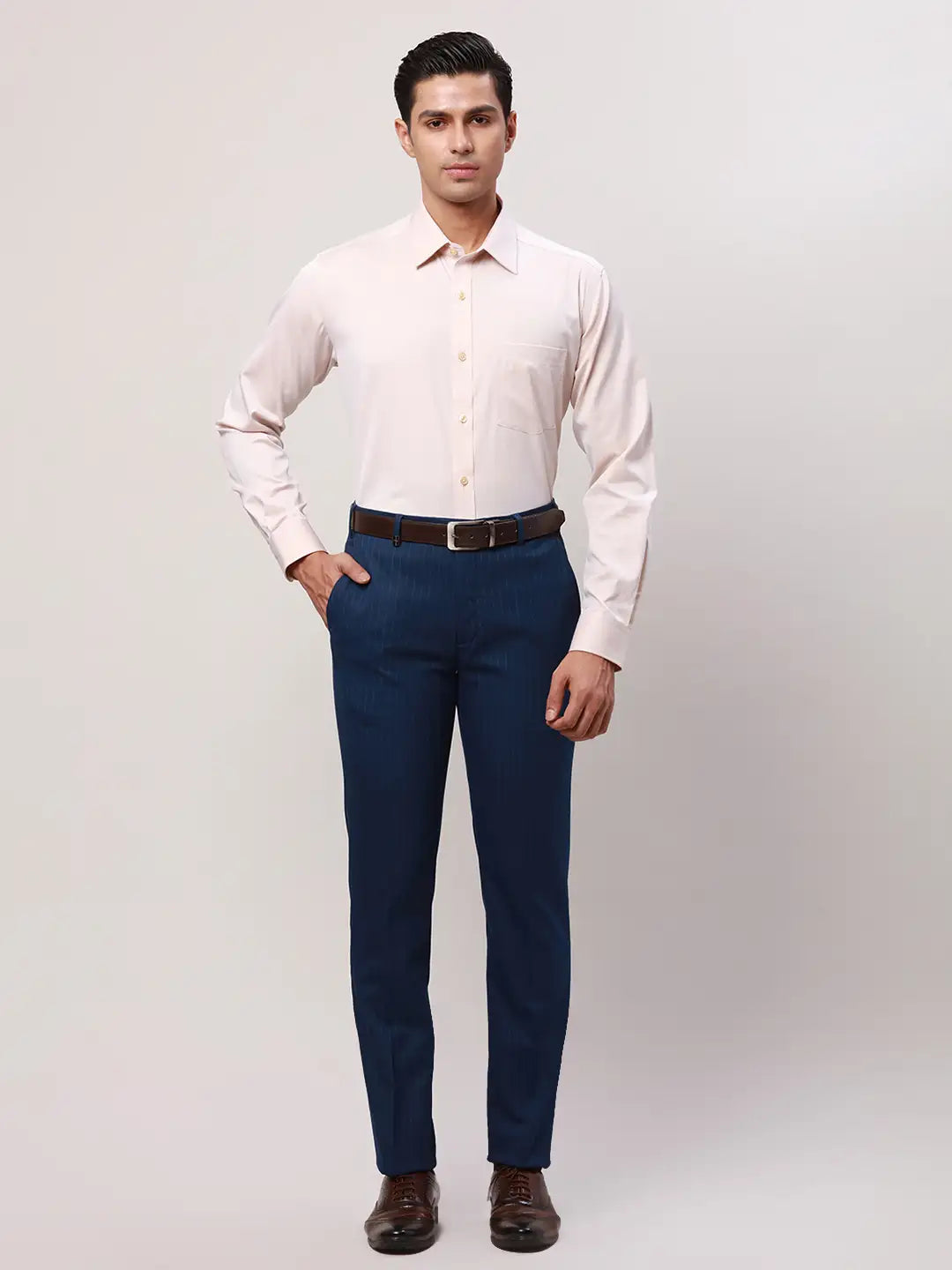 Park Avenue Men Grey Solid Regular Fit Cotton Full Sleeve Ainsley Collar Shirt