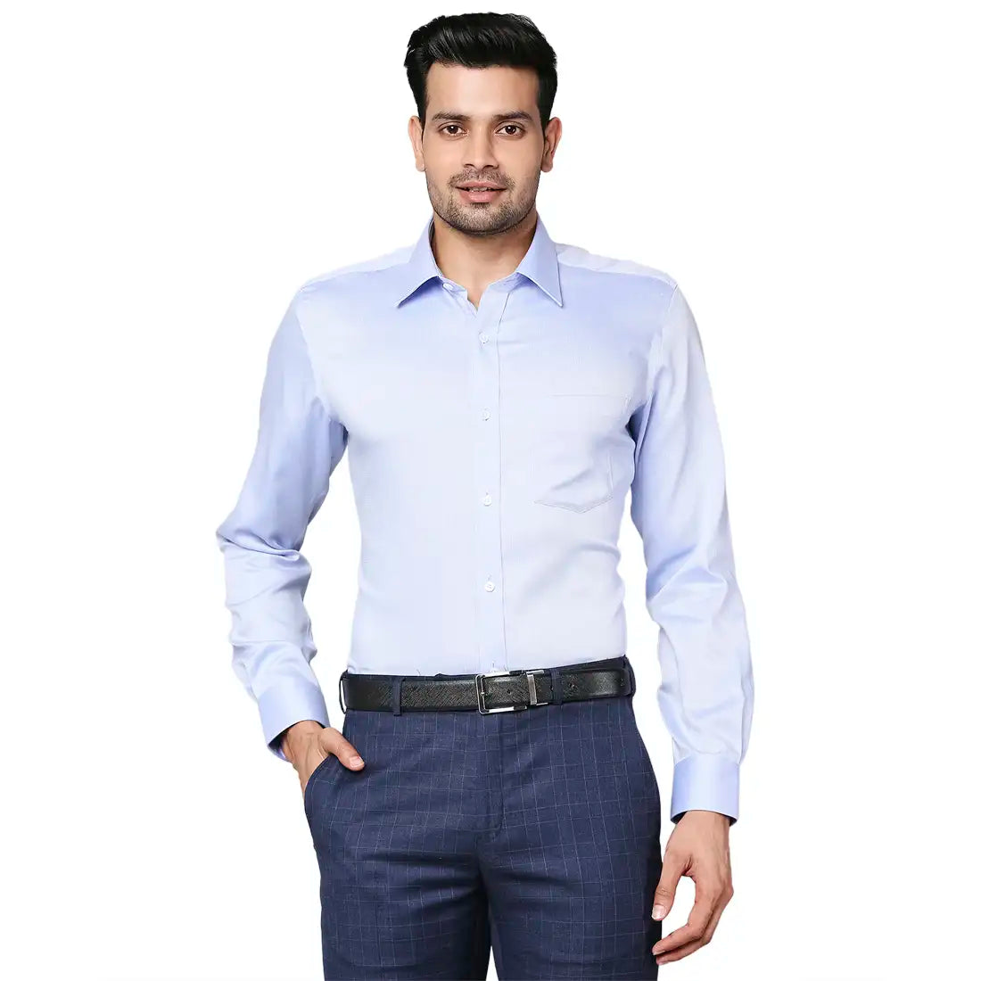 Men Regular fit Medium Blue Shirt