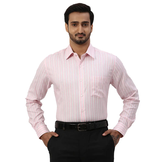 Men Blue Regular Fit Structure Cotton Full Sleeve Shirts