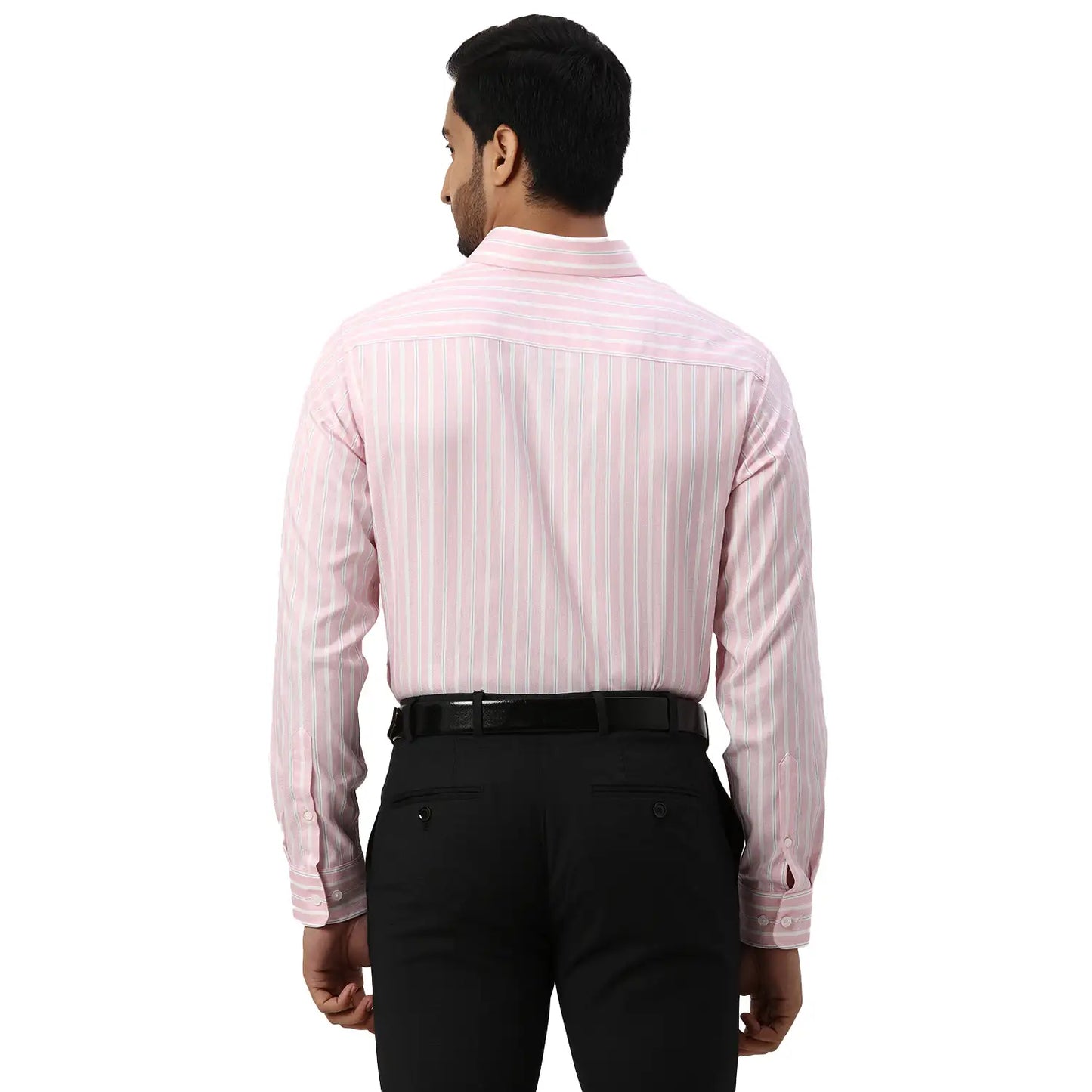 Men Blue Regular Fit Structure Cotton Full Sleeve Shirts