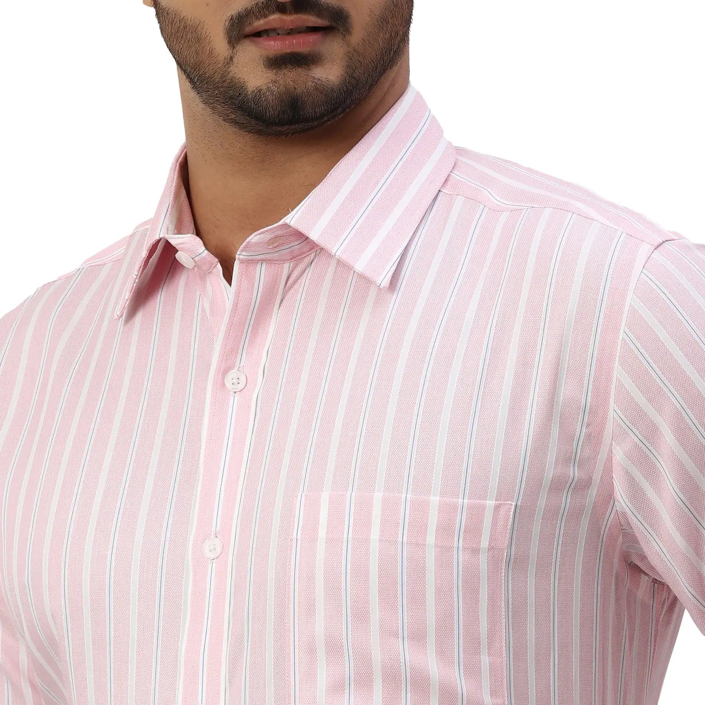 Men Blue Regular Fit Structure Cotton Full Sleeve Shirts
