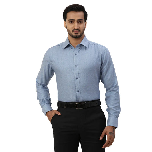 Men Violet Regular Fit Structure Cotton Full Sleeve Shirts